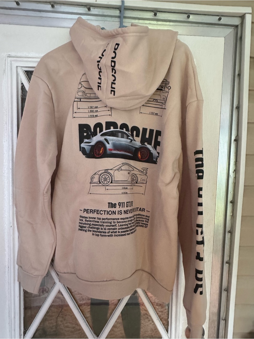 Men's Beige Crewneck Hoodie Pullover - Picture 4 of 7